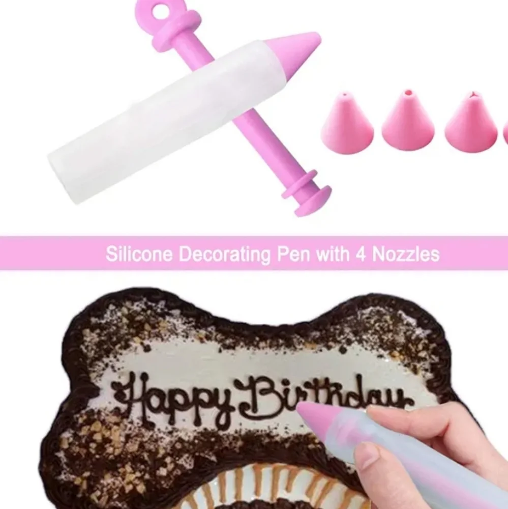 HINMAY Dog Birthday Cake Mold Silicone Bone Shape Cake Pan with Decorati…